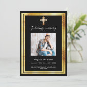 Feierliche Lebensbeerdigung Schwarzes Foto Program Einladung (Stehend Vorderseite)