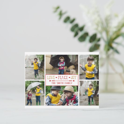 Feierliche Liebe, Frieden, Freude | Sechs FotoColl Postkarte (Stehend Vorderseite)