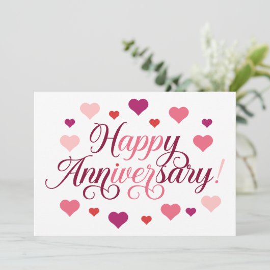 Feierliche Liebe: Glückliche Jubiläumskarte Einladung (Stehend Vorderseite)