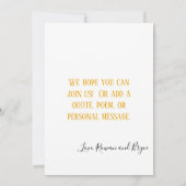 Feierliche Liebe Goldene gelbe Sonnenblume Einladung (Rückseite)