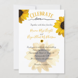 Feierliche Liebe Goldene gelbe Sonnenblume Einladung