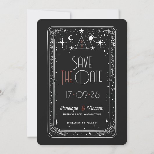 Feierliche Liebe Hochzeit speichern das Datum Einladung (Vorderseite)