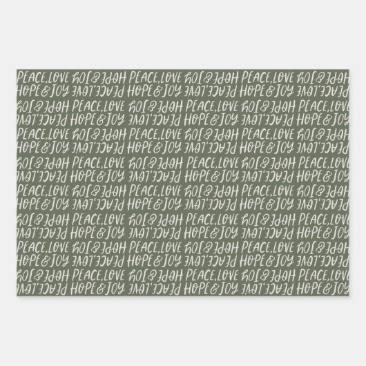 Feierliche Liebe Hoffnung Freude Grün Weihnachten Geschenkpapier Set (Vorderseite)