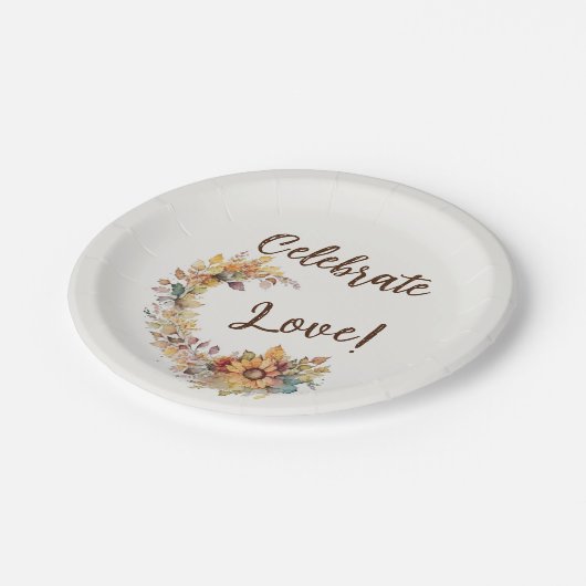 Feierliche Liebe Pappteller (Schrägansicht)