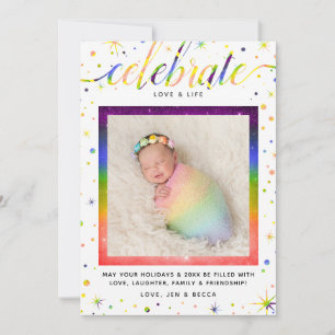 Feierliche Liebe + Schneeflocken Regenbogen + LG Feiertagskarte