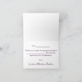 Feierliche Lila Agate Silver Glitzer Hochzeit Dankeskarte (Innenseite)