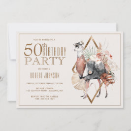 Feierliche Llama 50. Geburtstagsparty Einladung