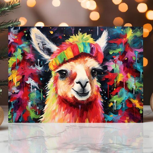 Feierliche Llama farbenfrohe Weihnachten
