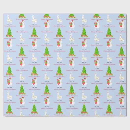 Feierliche Llama Weihnachten Geschenkpapier (Flach)