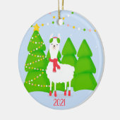 Feierliche Llama Weihnachten Keramik Ornament (Links)