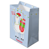 Feierliche Llama Weihnachten Mittlere Geschenktüte (Vorderseite Schrägansicht)