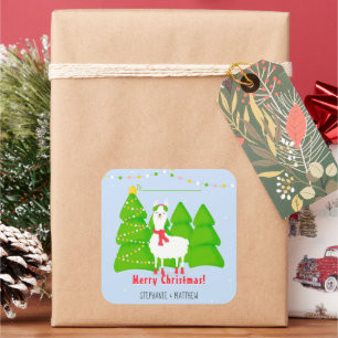 Feierliche Llama Weihnachten Quadratischer Aufkleber
