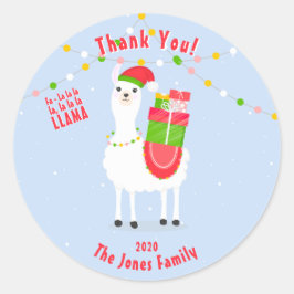 Feierliche Llama Weihnachten Runder Aufkleber