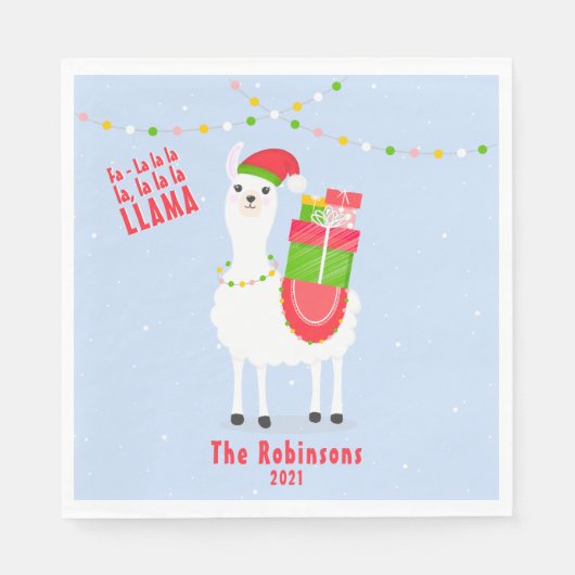 Feierliche Llama Weihnachten Serviette (Vorderseite)