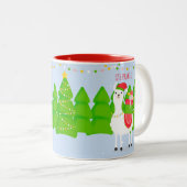 Feierliche Llama Weihnachten Zweifarbige Tasse (VorderseiteRechts)