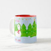 Feierliche Llama Weihnachten Zweifarbige Tasse (Vorderseite Links)