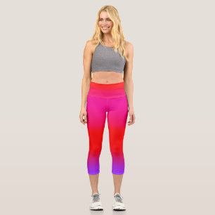 Feierliche Magenta Red Lila Ombre Capri Leggings