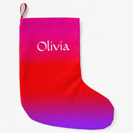 Feierliche Magenta Red Lila Ombre Kleiner Weihnachtsstrumpf (Vorderseite)
