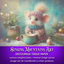 Feierliche Maus in Holiday Hut mit Cup Decoupage Seidenpapier