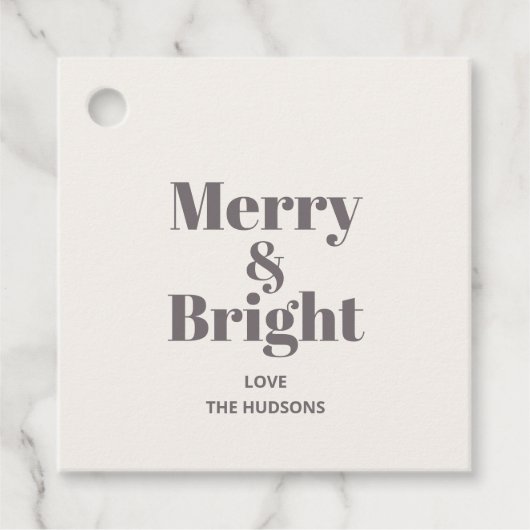 Feierliche Merry & Bright Weihnachten Geschenkanhänger (Vorderseite)