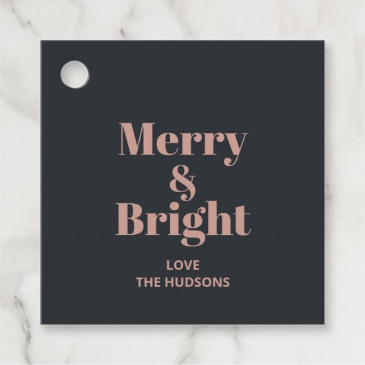 Feierliche Merry & Bright Weihnachten Geschenkanhänger (Vorderseite)