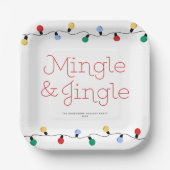 Feierliche Mingle & Jingle farbenfrohe Weihnachtsl Pappteller (Vorderseite)