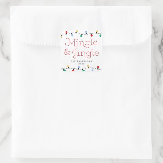 Feierliche Mingle & Jingle farbenfrohe Weihnachtsl Quadratischer Aufkleber (Tasche)