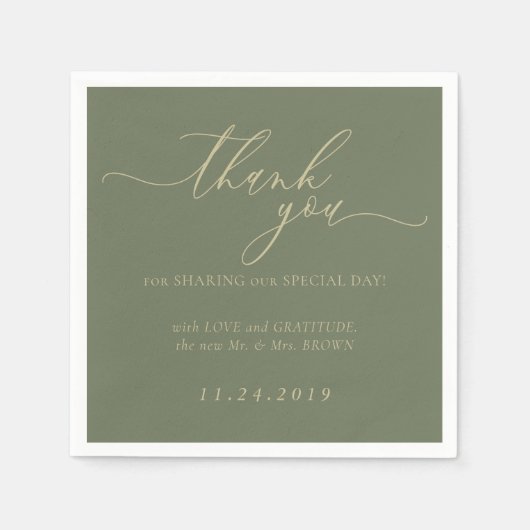 Feierliche Minimalistische Hochzeitsfeier mit Sage Serviette (Vorderseite)