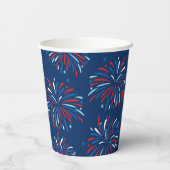 Feierliche moderne Feuerwerke, Custom Text 4. Juli Pappbecher (Rückseite)