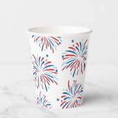 Feierliche moderne Feuerwerke, Custom Text 4. Juli Pappbecher (Rückseite)