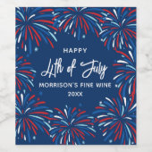 Feierliche moderne Feuerwerke, Custom Text 4. Juli Weinetikett (Einzelnes Label)