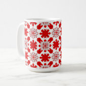 Feierliche Muster der roten und weißen Schneeflock Kaffeetasse (Vorderseite Links)