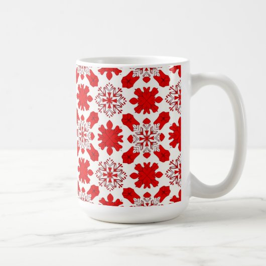 Feierliche Muster der roten und weißen Schneeflock Kaffeetasse (Rechts)
