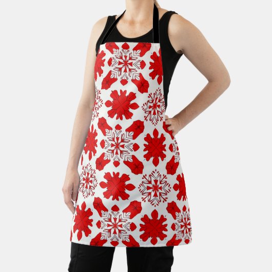 Feierliche Muster der roten und weißen Schneeflock Schürze (InSitu)