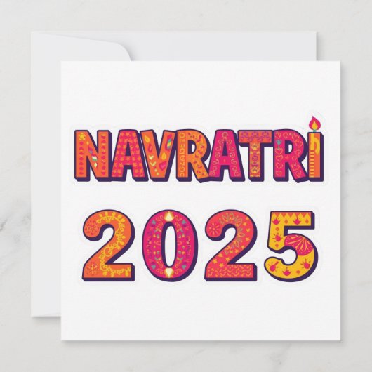 Feierliche "NAVRATRI 2025" Farbige Typografie Einladung (Rückseite)