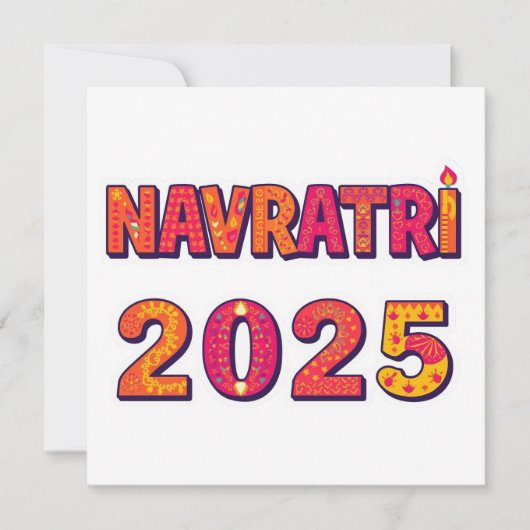 Feierliche "NAVRATRI 2025" Farbige Typografie Einladung (Vorderseite)