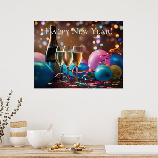 Feierliche Neujahrsfeier - angepasster Text Poster (Küche)
