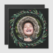 Feierliche Neujahrsfeier Blätter Berries Magnet (Vorne/Hinten)