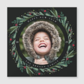 Feierliche Neujahrsfeier Blätter Berries Magnet (Vorderseite)