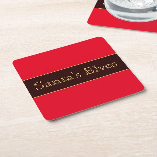 Feierliche Niedliche Rote Streifen Text der Elfen Rechteckiger Pappuntersetzer (angewinkelt)