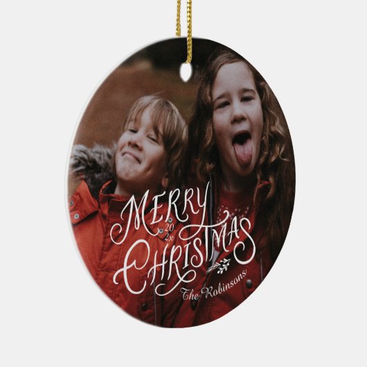 Feierliche Nostalgie Frohe Weihnachten Keramik Ornament (Rechts)