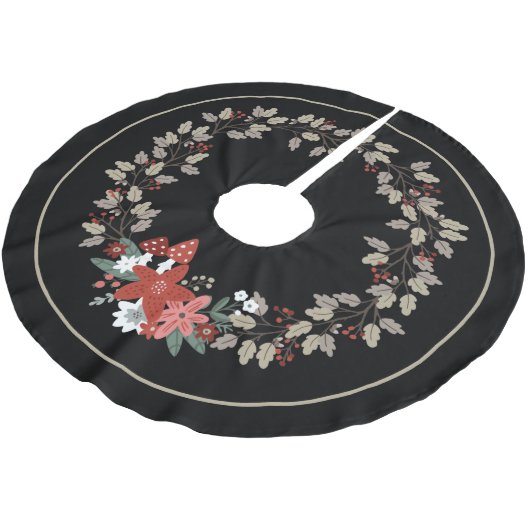 Feierliche Oakenleder und Pilzkraut Weihnachten Polyester Weihnachtsbaumdecke (Schrägansicht)