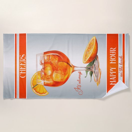 Feierliche Orange Cocktail Happy Hour Strandtuch (Vorderseite)
