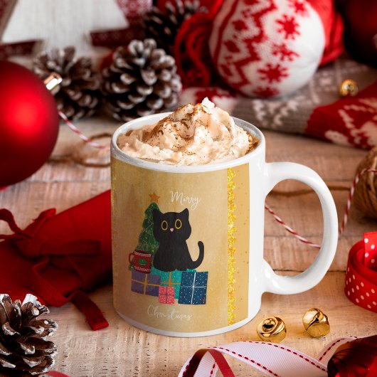 Feierliche Orange Frohe Weihnachts Black Cat Kaffe Kaffeetasse