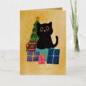 Feierliche Orange Gold Weihnachts Black Cat Kaffee (Vorderseite)