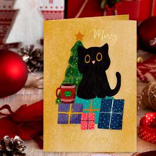 Feierliche Orange Gold Weihnachts Black Cat Kaffee
