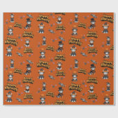 Feierliche Orange Hexenkatzen in Halloween-Verklei Geschenkpapier (Flach)