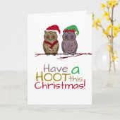 Feierliche Owls, Weihnachtsgrüße Karte (Gelbe Blume)