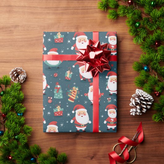 Feierliche Parade des Weihnachtsmannes Geschenkpapier (Feiertagsgeschenk)