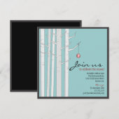 Feierliche Party - Birch Tree & Rotes Ornament Einladung (Vorne/Hinten)